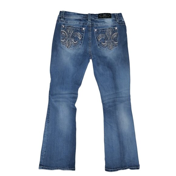 Miss Me Jeans Women’s 29/10 Easy Boot Bling Thick Stitch Western Blue Jeans - Picture 2 of 11